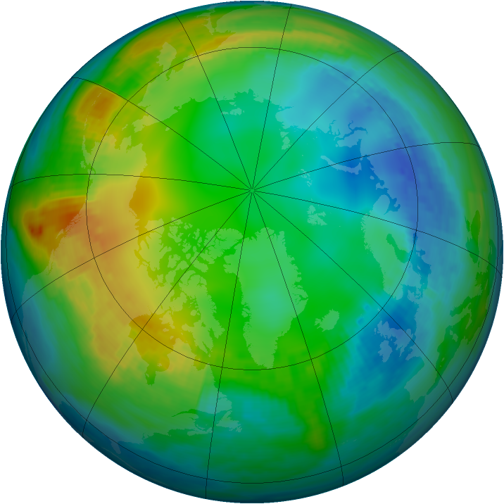 Arctic ozone map for 27 November 1986